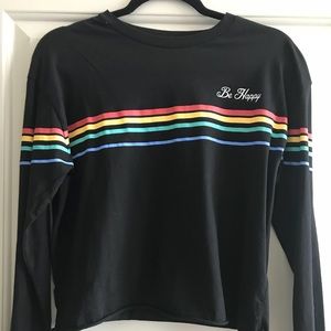 WORN ONCE: Topshop Longsleeve “Be Happy” Tee